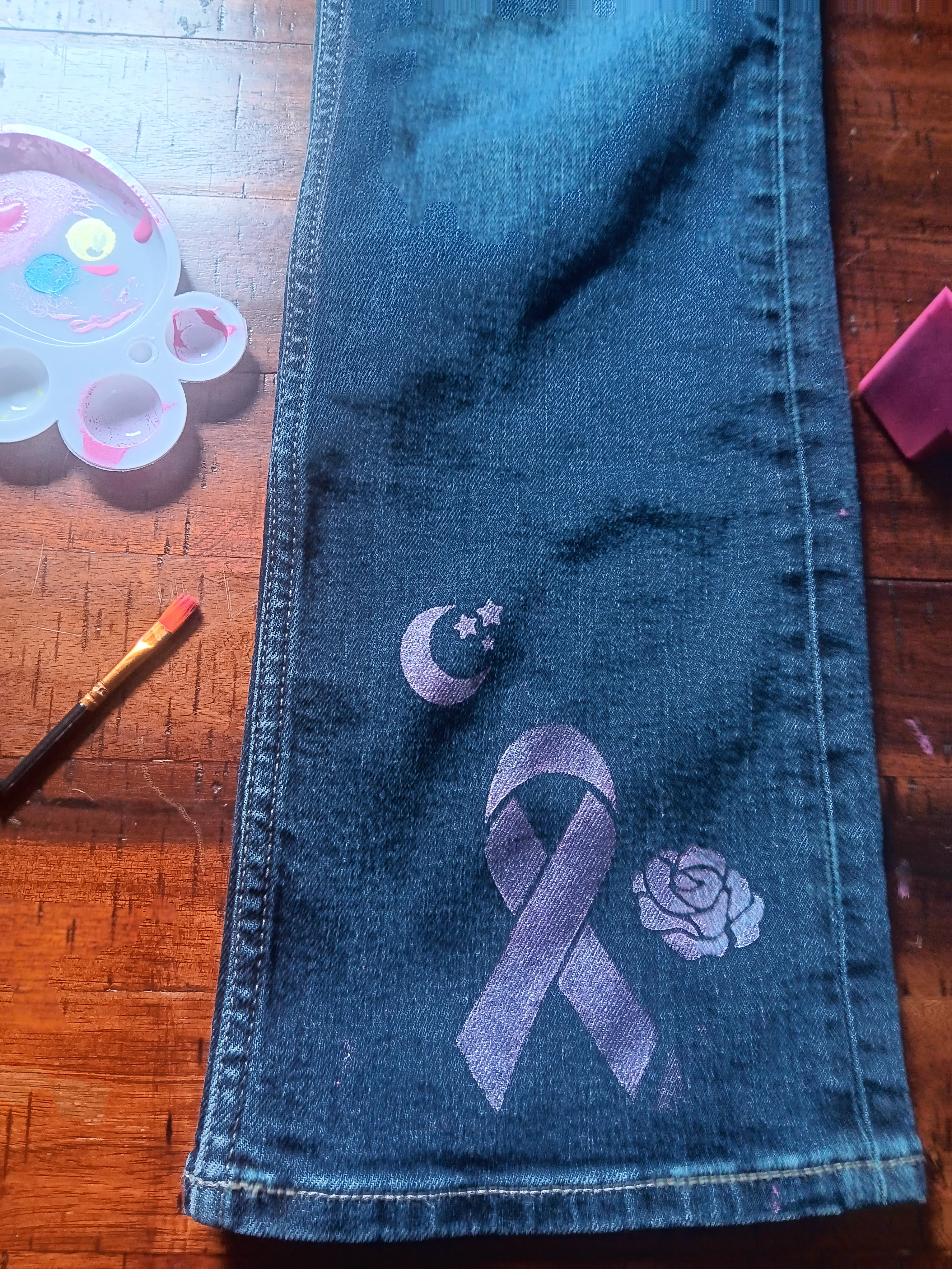 Hand painted denim Pants