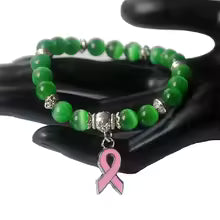 Stylish Breast Cancer Awareness Jewelry White Pink Opal Beaded Bracelet